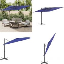 Parasol déporté avec mât en aluminium Bleu azuré 400x300 cm - Parasol Jardin - Parasol Déporté - Parasol Bleu - Parasol Aluminium - Parasol Extérieur