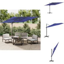 Parasol déporté avec mât en aluminium Bleu azuré 400x300 cm - Parasol Jardin - Parasol Déporté - Parasol Bleu - Parasol Aluminium - Parasol Extérieur