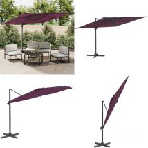 Parasol déporté avec mât en aluminium Bordeaux 400x300 cm - Parasol De Jardin - Parasol Cantilever - Parasol Extérieur - Parasol Rouge - Parasol