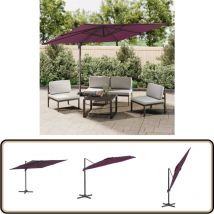 Parasol déporté avec mât en aluminium Bordeaux 400x300 cm - Parasol De Jardin - Parasol Cantilever - Parasol Extérieur - Parasol Rouge - Parasol