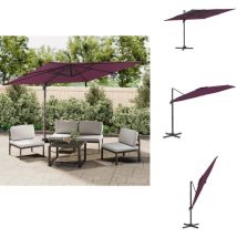Parasol déporté avec mât en aluminium Bordeaux 400x300 cm - Parasol De Jardin - Parasol Cantilever - Parasol Extérieur - Parasol Rouge - Parasol