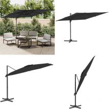 Parasol déporté avec mât en aluminium Noir 300x300 cm - Parasol De Jardin - Parasol Cantilever - Parasol Extérieur - Parasol Noir - Parasol