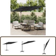 Parasol déporté avec mât en aluminium Noir 400x300 cm - Parasol Jardin - Parasol Cantilever - Parasol Exterieur - Parasol Noir - Parasol Aluminium