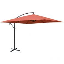 Parasol déporté carré 3x3m - Hardelot 3x3m - Terracotta - Manivelle anti-retour Toile déperlante Facile à utiliser