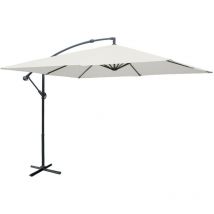 Parasol déporté carré 3x3m - Hardelot 3x3m - Ecru - Manivelle anti-retour Toile déperlante Facile à utiliser