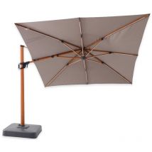 Parasol Déporté Carré Marbella à led 3 x 3 m toile acrylique Sunbrella Taupe Chiné - Marron