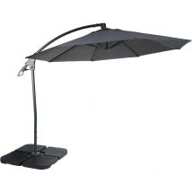 Parasol déporté de luxe HHG-995, Ø 3m, anthracite avec pied