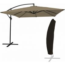Happy Garden - Parasol déporté molokai carré 2,7x2,7m taupe + housse