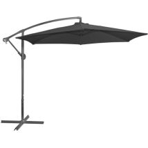 Cémonjardin - Parasol Déporté Rond 300 Cm En Tissu Vert Noir