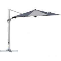 Parasol déporté octogonal parasol led inclinable pivotant manivelle piètement acier dim. ø 3 x 2,48H m gris