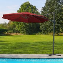 Skylantern - Parasol Deporte Octogonale Ø300cm de Plage - Parasol Déporté 3x3 m Rouge Aluminium - Parasol Plage, Balcon, pour Patio