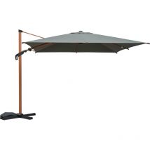 Parasol déporté etretat rectangulaire kaki 3x4m. mât effet bois