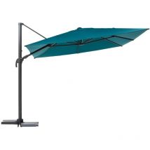 Parasol décentré Melhia 4x3 m oléfine bleu canard Hespéride