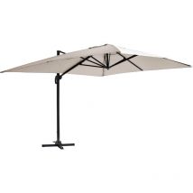 Oviala - Parasol déporté 3x4m en aluminium écru