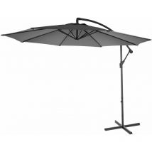 Parasol déporté Acerra, protection contre le soleil, Ø 3m inclinable, polyester/acier 11kg, gris sans socle