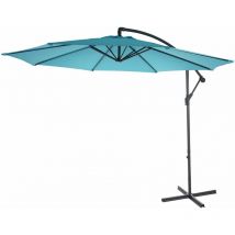 Parasol déporté semi-pro Acerra, protection contre le soleil, 3m inclinable, turquoise sans support