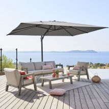 Parasol déporté Suenyo blé Sunbrella 4x3m anthracite - Hespéride