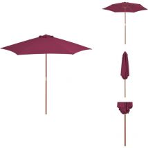 Parasol d'extérieur avec mât en bois 270 cm rouge bordeaux - Parasol De Jardin - Parasol Exterieur - Parasol Bois - Parasol Rouge - Parasol