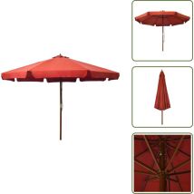 Parasol d'extérieur avec mât en bois 330 cm Terre cuite - Parasol Exterieur - Parasol Jardin - Parasol Bois - Parasol Terrasse - Ombre Solaire