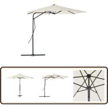 Parasol d'extérieur avec poteau en acier 300 cm Sable - Parasol Exterieur - Parasol Jardin - Parasol Beige - Parasol Rotatif - Parasol Acier