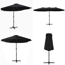 Parasol d'extérieur et poteau en aluminium 460x270 cm Noir - Parasol - Parasol De Jardin - Parasol Exterieur - Parasol Double Toit - Parasol
