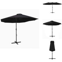 Parasol d'extérieur et poteau en aluminium 460x270 cm Noir - Parasol - Parasol De Jardin - Parasol Exterieur - Parasol Double Toit - Parasol Aluminium