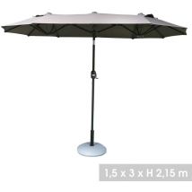Notre Selection - Parasol double 3x1,5xH2,17m gris anthracite - 153106