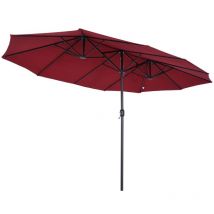 Kz Garden - Parasol de terrasse double Rouge Bordeaux 4.50 x 2.65 x h 2.40 Toile polyester twin