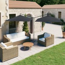 Hommoo - fimei Parasol double avec mât en acier Anthracite 600x300 cm