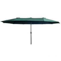 Parasol double de jardin 460 x 270 x 245 cm gris vert