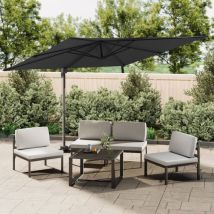 Parasol déporté avec mât Parasol de Jardin Parasol Solaire en aluminium Noir 400x300 cm 66046