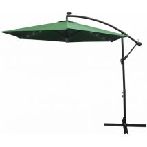 Parasol Déporté Vert Incinable Ombrage de 3M 24 led Energie Solaire Protection uv Terrasse Patio Cour Piscine Jardin Héxagonale [Sans Base + Housse