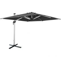Parasol déporté haut de gamme carré 3x3m – pyla Gris anthracite – Toile Sunbrella fabriquée en France par Dickson. structure en aluminium anodisé.