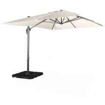 Parasol déporté rectangulaire écru 3x4m + dalles à lester 50x50cm