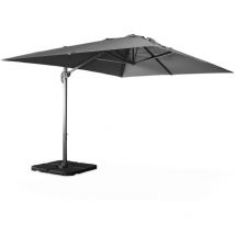 Parasol déporté rectangulaire gris 3x4m + dalles à lester 50x50cm