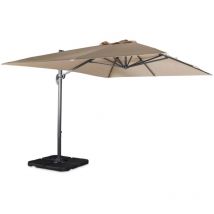 Parasol déporté rectangulaire beige 3x4m + dalles à lester 50x50cm