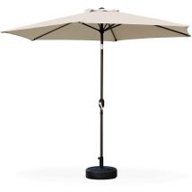 Parasol droit rond Ø300cm - Touquet Sable - mât central en aluminium orientable et manivelle d'ouverture