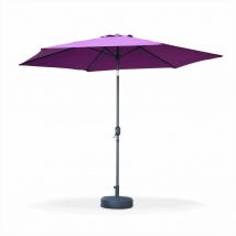 Parasol droit rond Ø300cm - Touquet Prune - mât central en aluminium orientable et manivelle d'ouverture