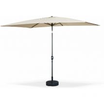 Sweeek - Parasol droit rectangulaire 2x3m - Touquet Sable - mât central en aluminium orientable et manivelle d'ouverture