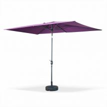 Sweeek - Parasol droit rectangulaire 2x3m - Touquet Prune - mât central en aluminium orientable et manivelle d'ouverture