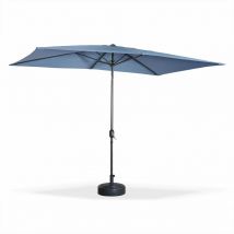 Sweeek - Parasol droit rectangulaire 2x3m - Touquet bleu grisé - mât central en aluminium orientable et manivelle d'ouverture