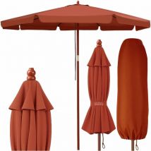 Parasol de jardin en bois ø 330 cm Pare-soleil avec protection UV50+ Protection solaire jardin terrasse extérieur Terracotta