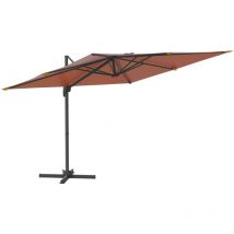 Parasol déporté avec mât en aluminium Terre cuite 300x300 cm - Vidaxl
