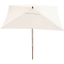 Parasol en bois, parasol de jardin Florida, parasol de marché, rectangulaire 2x3m, crème