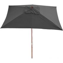 Parasol Florida, Parasol de jardin, Parasol de marché, 2x3m polyester/bois 6kg, anthracite