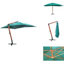 Parasol flottant Melia 300 x 400 cm Vert - Parasol - Parasol De Jardin - Parasol Flottant - Parasol Vert - Parasol Bois