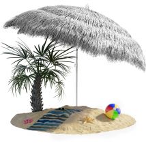 Kingsleeve - Hawaii Parasol 1.8m Height 1.6m Diameter UV30+ Protection Tiltable Height-Adjustable Ground Spike Large Round Straw Raffia Tiki Umbrella