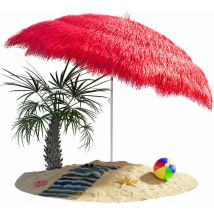 Kingsleeve - Parasol inclinable Hawaii 192 cm Parasol de plage ø 160 cm réglable Jardin terrasse extérieur Rouge