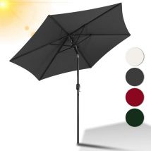 Parasol de Jardin 270 cm, UV30+, Parasol d'Extérieur, Parasol de Terrasse, Manivelle, Gris, Parasol de plage