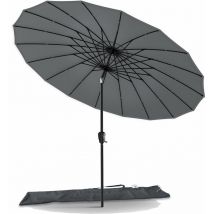 Parasol inclinable Ø 2,7 x H 2,4 m avec housse de protection gris - 18 Baleines - Manivelle anti-retour